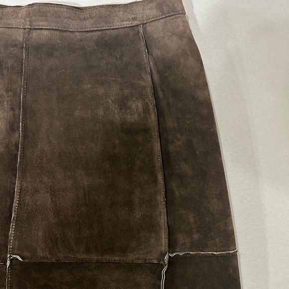 Vintage Brown Leather Patch Pencil Skirt by Originaux Par Pablo | Size 3 - Picture 6 of 7